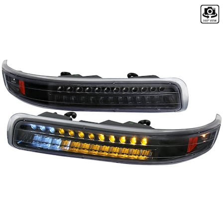 Spec-D Tuning 99-02 Chevrolet Silverado Black/Amber Bumper Lights 2LB-SIV99JMLED-RS